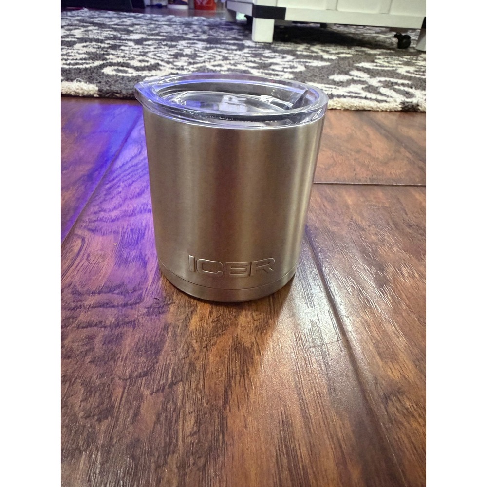 ICER Tumbler Cup Unisex 10oz Silver Good Insulated Stainless Steel With Lid